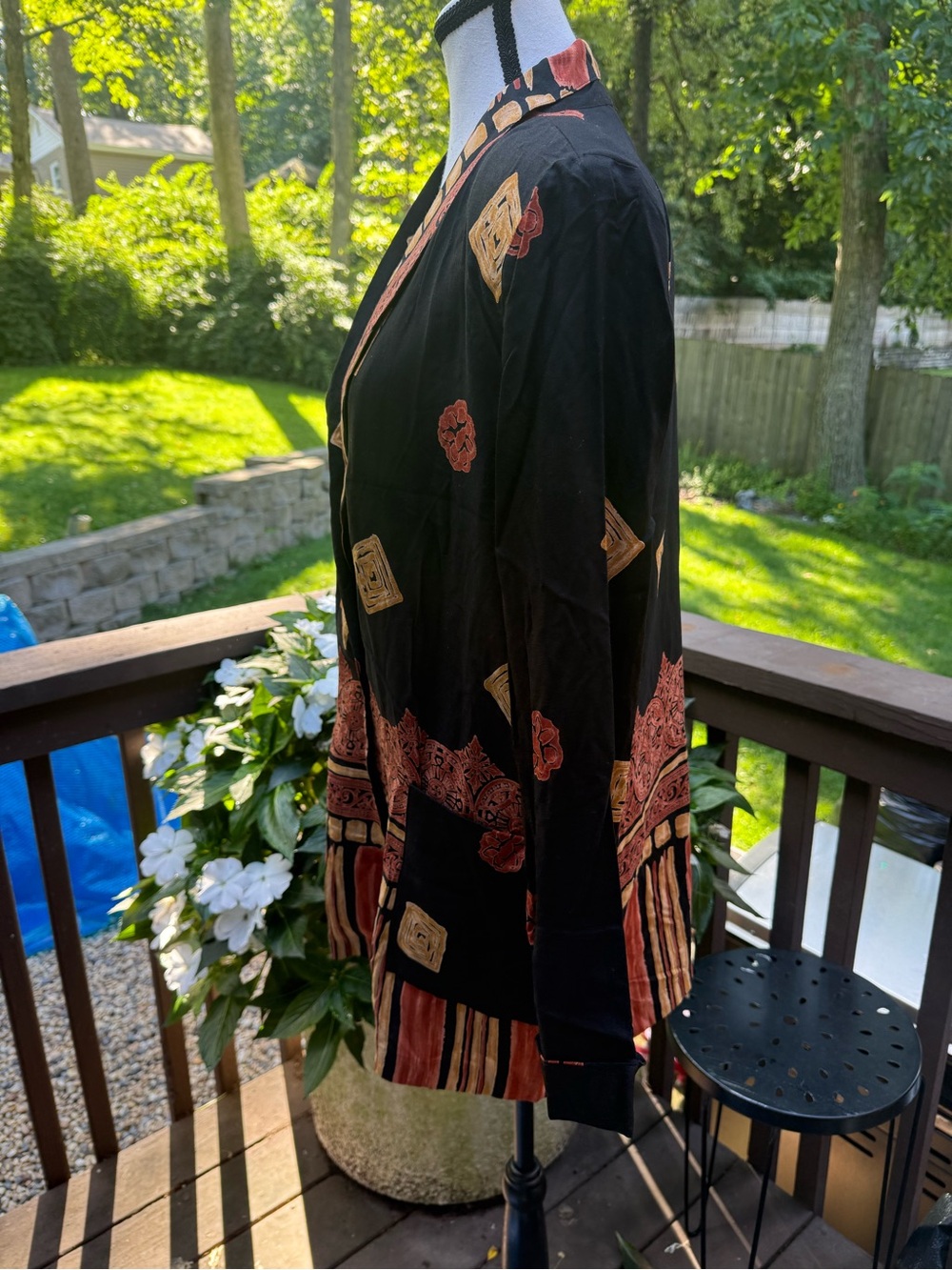 Arthur Michaels Women's Geometric Long Blazer Relaxed Pockets S Dry Clean USA - Picture 4 of 9